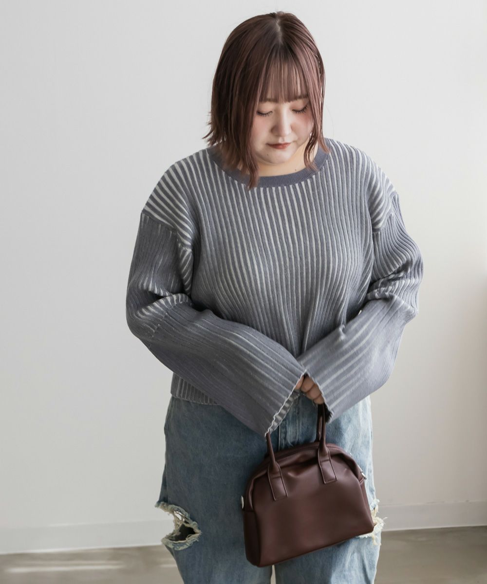 ショート丈フレアスリーブニットプルオーバー | 大きいサイズ