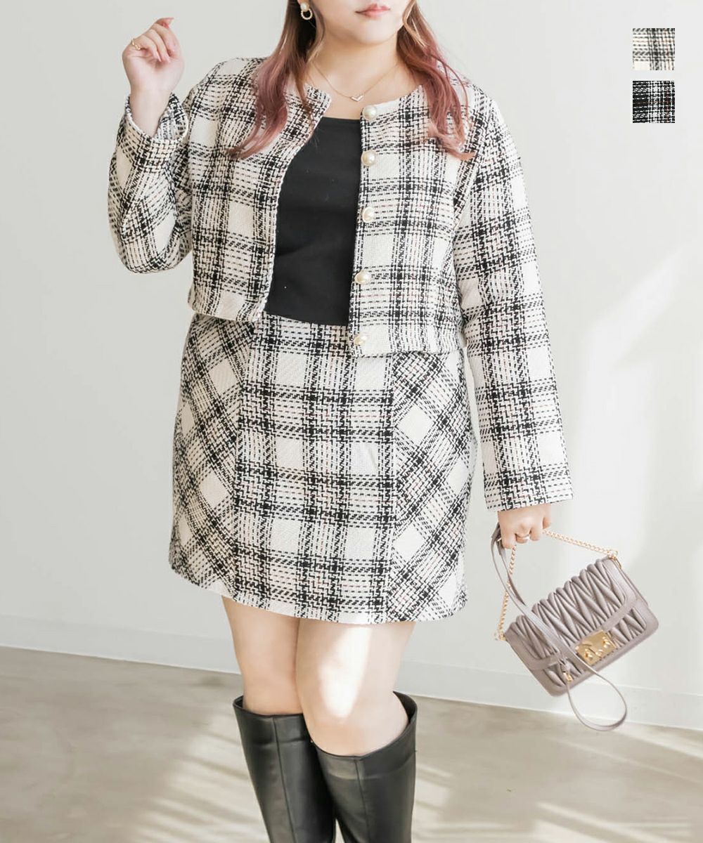 チェック柄ツイードセットアップ | 大きいサイズ レディース専門店  