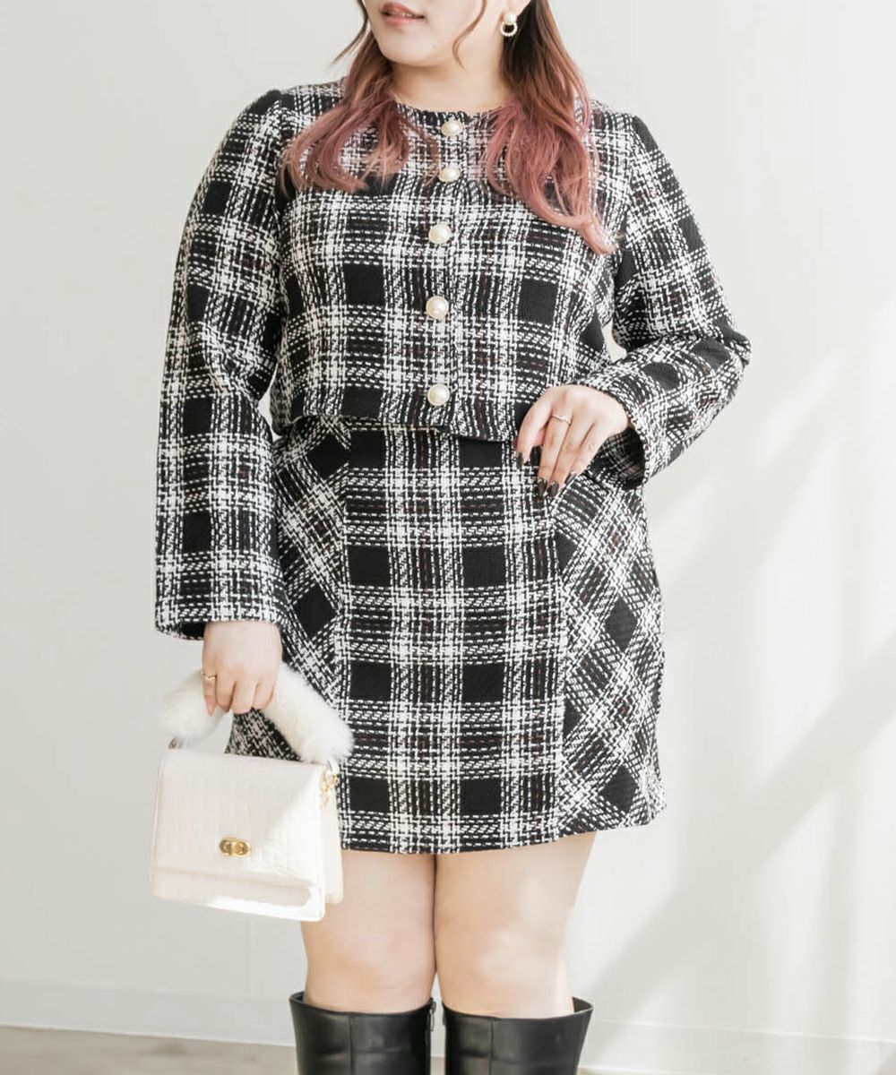 チェック柄ツイードセットアップ | 大きいサイズ レディース専門店  