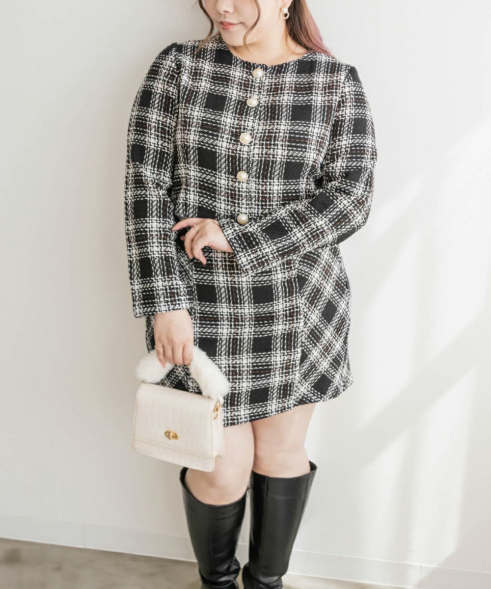 チェック柄ツイードセットアップ | 大きいサイズ レディース専門店