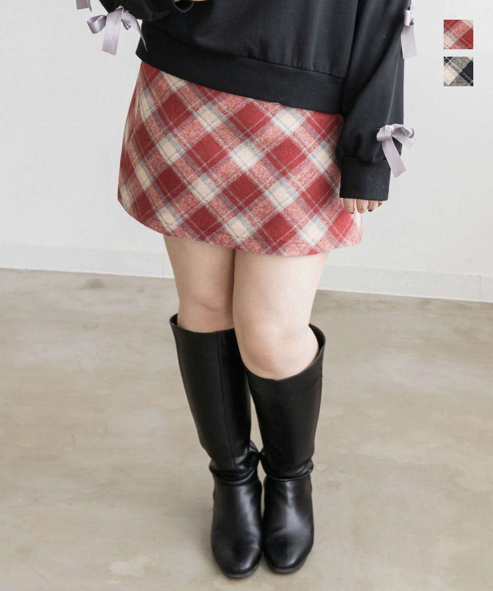 チェック柄台形ミニスカート | 大きいサイズ レディース専門店 CLETTE 