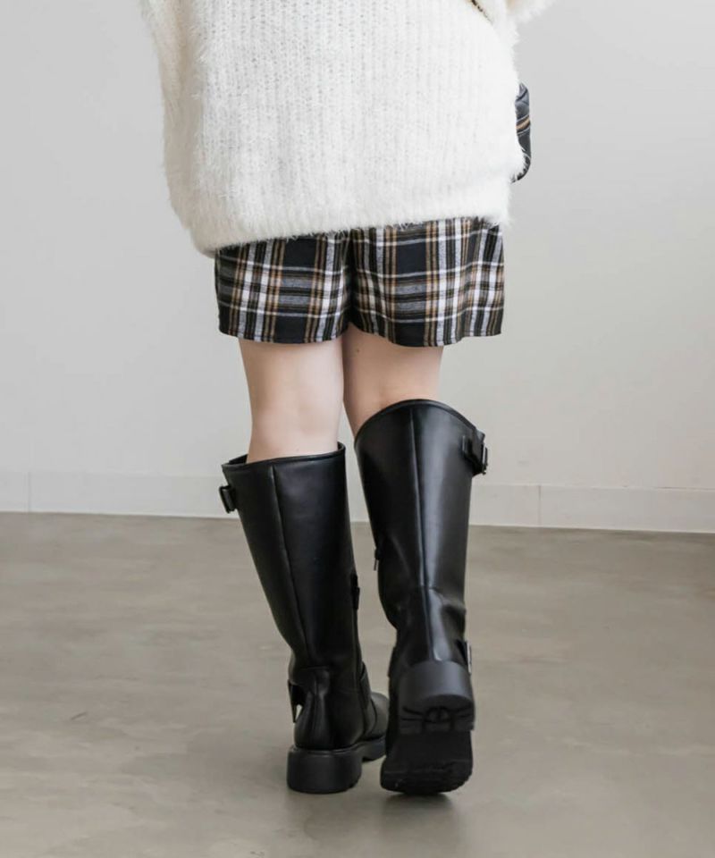 ラッププリーツスカート付チェック柄ショートパンツ | 大きい