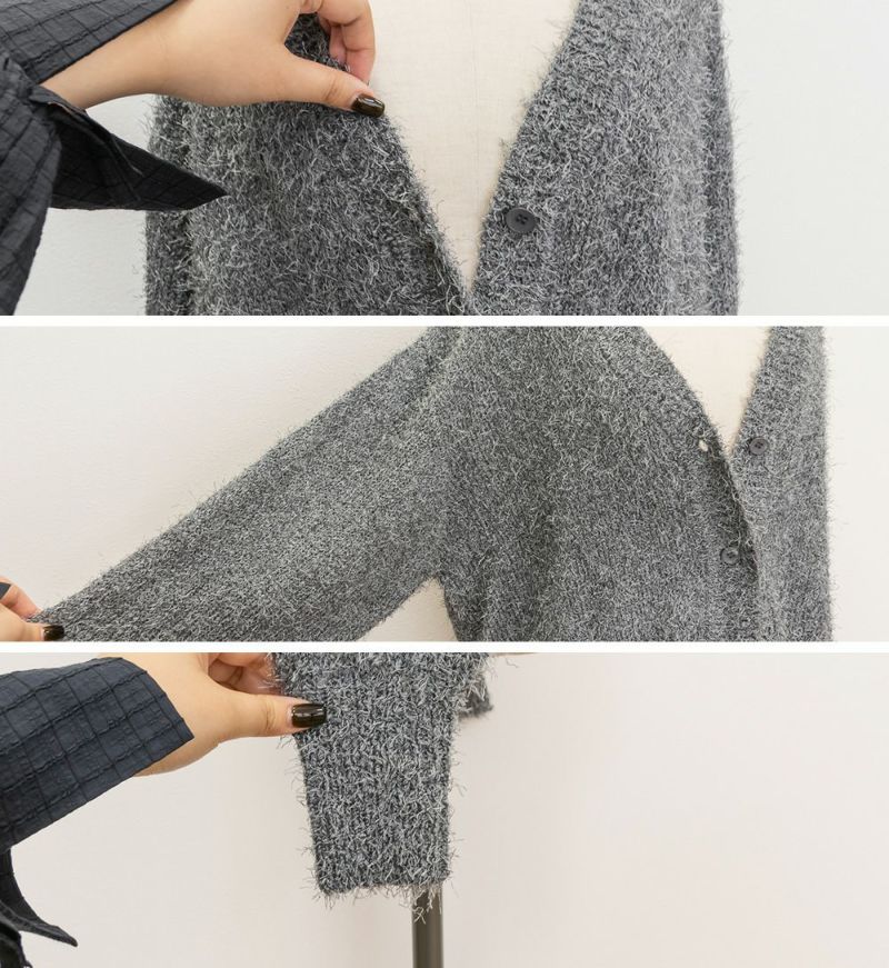 CLETTEオリジナル☆Vネックシャギーカーディガン | 大きいサイズ