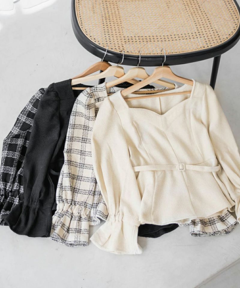 CLETTEオリジナル☆ツイードペプラムブラウス | 大きいサイズ