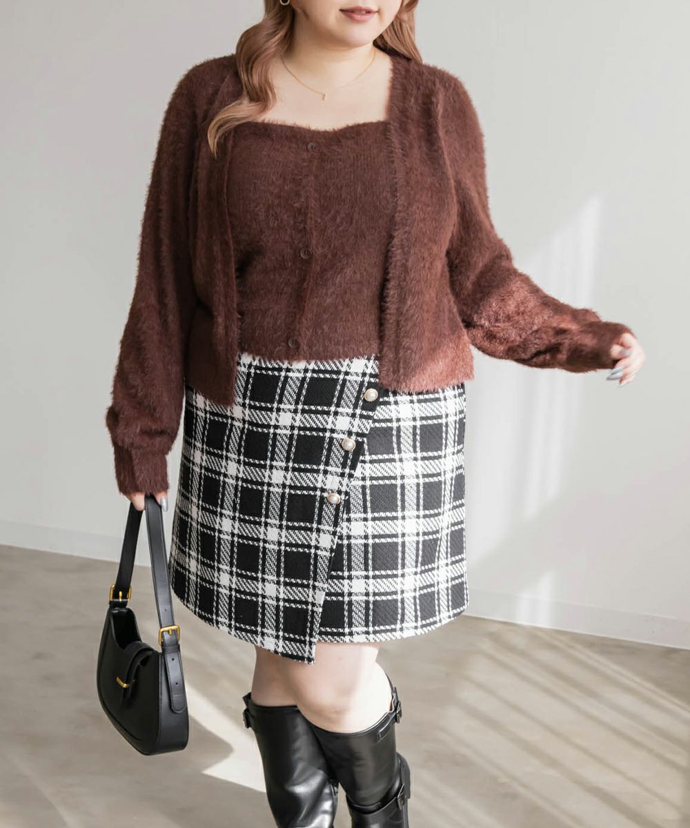 パールボタンツイードラップスカート | 大きいサイズ レディース専門店  