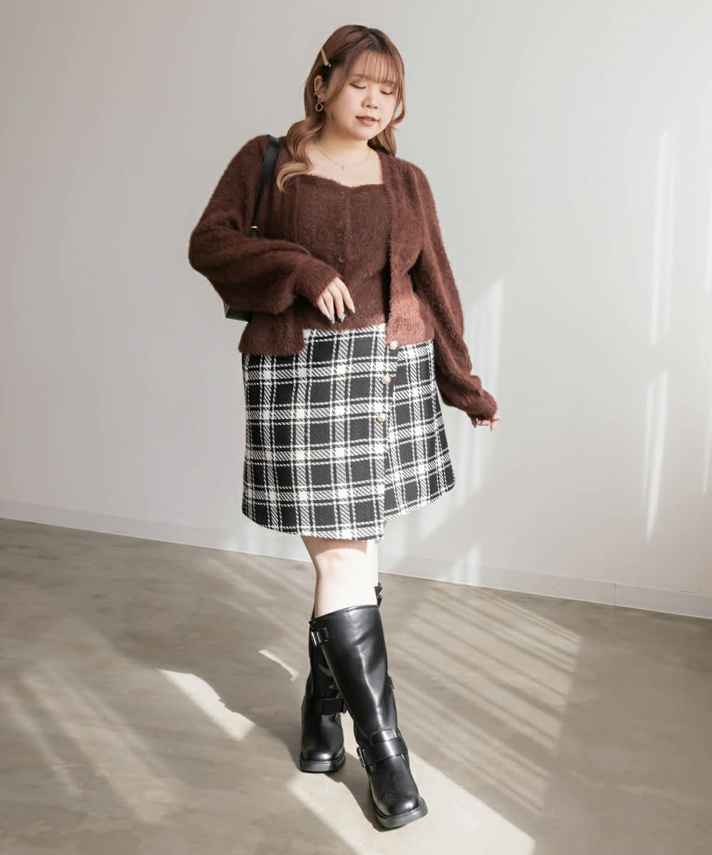 パールボタンツイードラップスカート | 大きいサイズ レディース専門店  