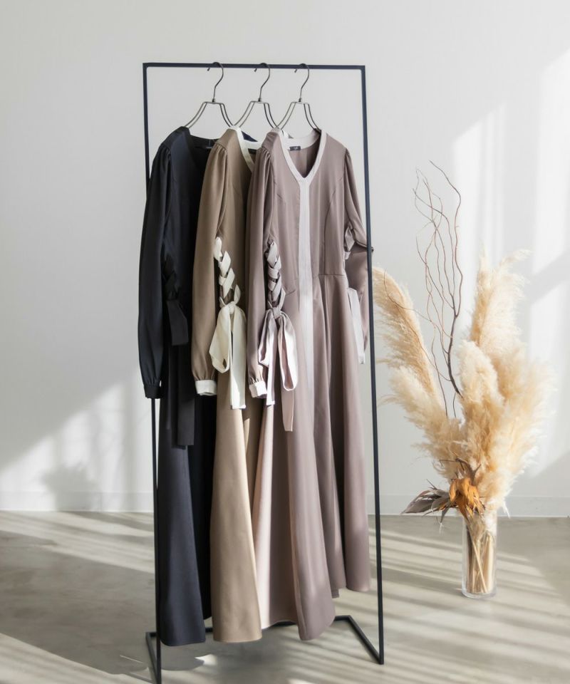 CLETTEオリジナル☆バイカラーレースアップワンピース | 大きいサイズ