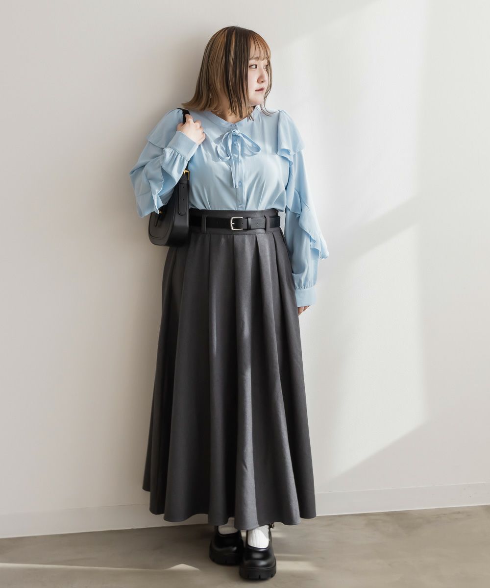 CLETTEオリジナル☆ベルト付きタックプリーツスカート | 大きいサイズ  