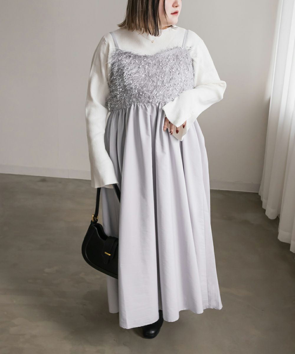 CLETTEオリジナル☆フラッフィー切替キャミワンピース | 大きいサイズ