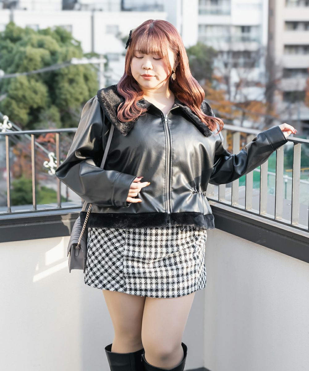 ファー付きフェイクレザージャケット | 大きいサイズ レディース専門店 