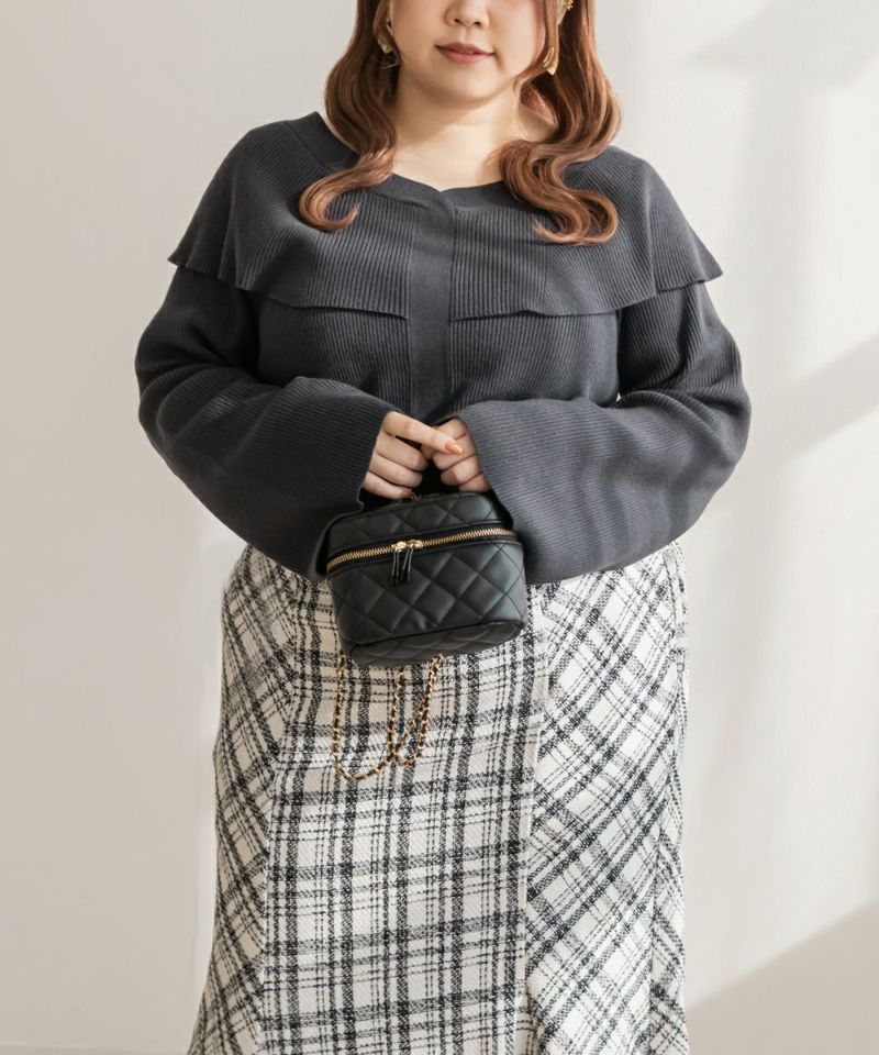 AP STUDIO ベージュ リブニットケープ　 フリーサイズ　完売品 CLETTEオリジナル☆ケープ風リブニット | 大きいサイズ