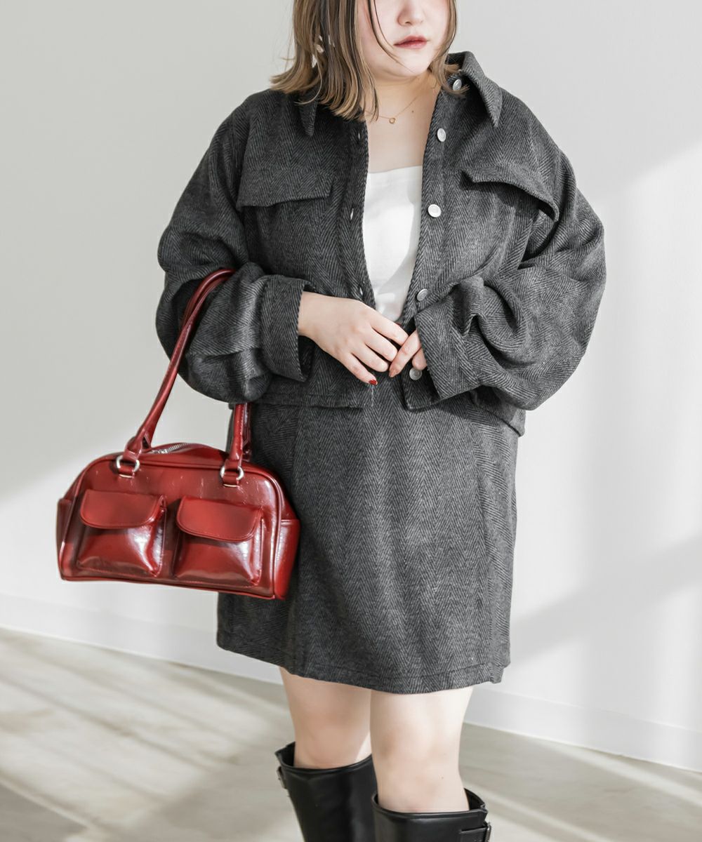 ノーブル ビッグヘリンボン ショート ブルゾン コート （ヘリンボーン  