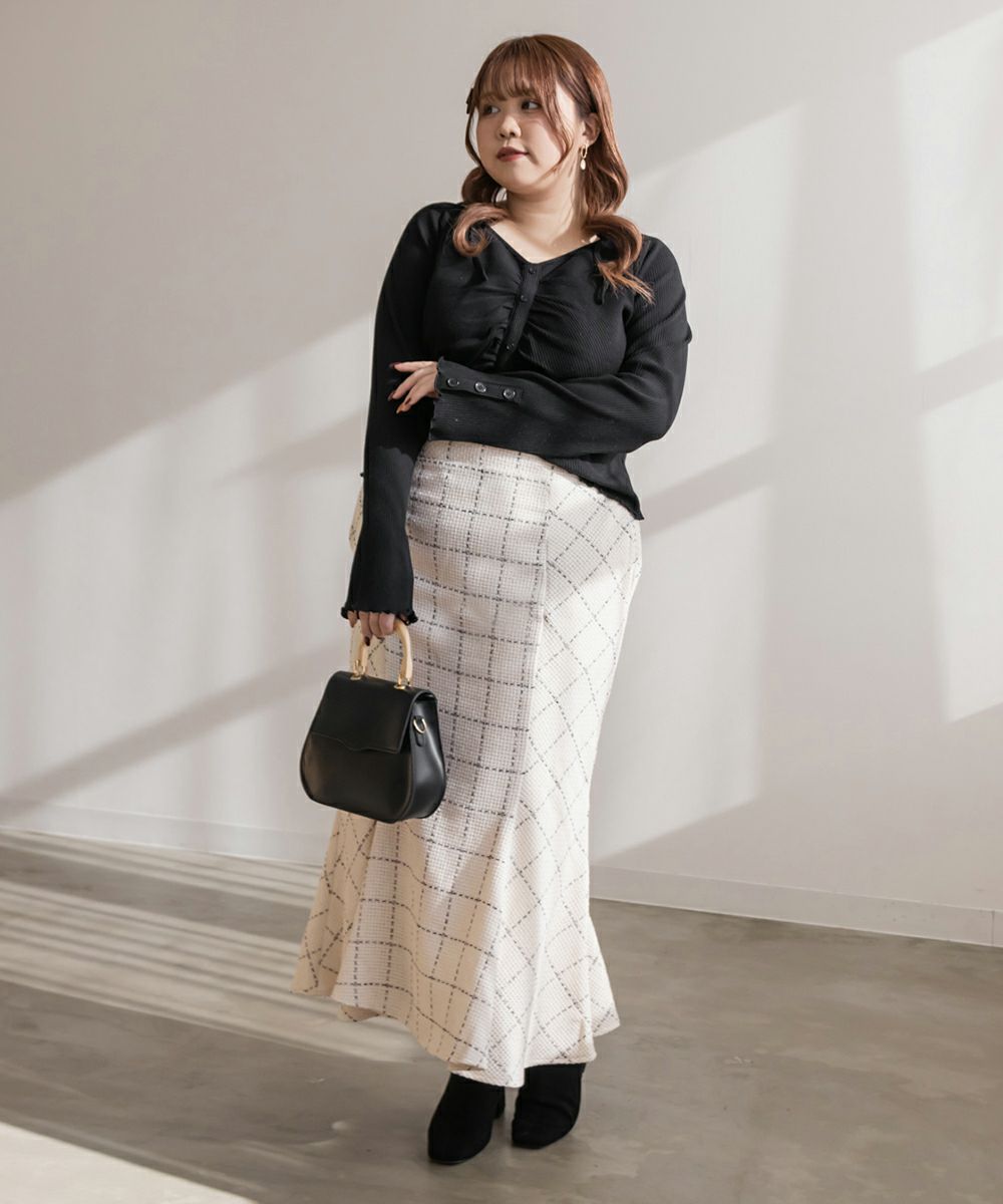 CLETTEオリジナル☆ステッチチェック柄マーメイドスカート | 大きい  
