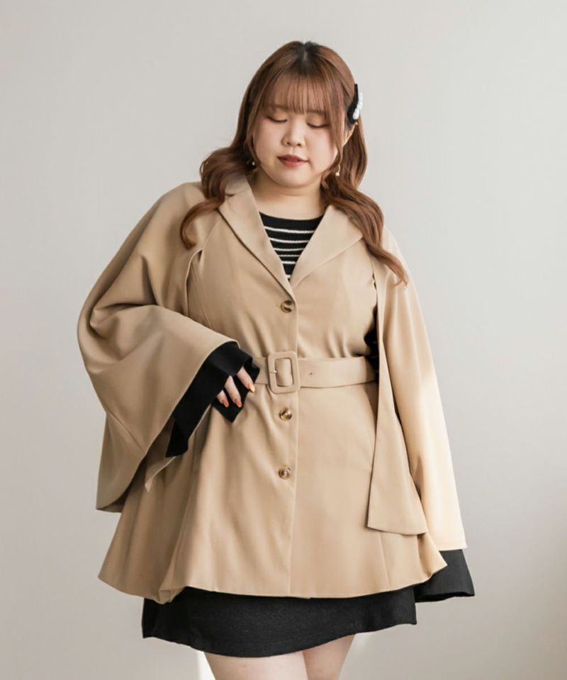 【関送込】boohoo ロングライン テーラード クレープ ケープ 6色 トレンチコート ロングコート ケープ 膝下丈 2way ピンク