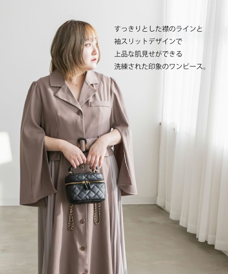 SaturdayClub サイドスリットコントラストプリーツへ ムワンピース SaturdayClub サイドスリットコントラストプリーツへ ム