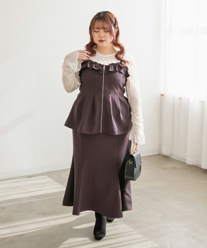 フリルジップビスチェ ハイウエストショートパンツ CLETTE クレット CLETTEオリジナル☆フリルジップビスチェ | 大きいサイズ