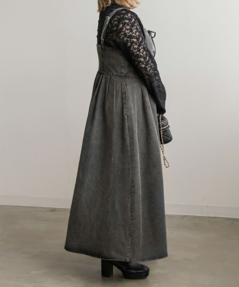 CLETTEオリジナル☆デニムレースアップジャンスカワンピース | 大きい