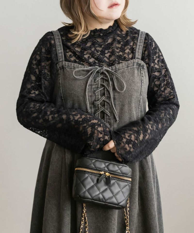 CLETTEオリジナル☆デニムレースアップジャンスカワンピース | 大きい