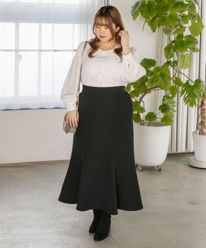 試着のみ✨ Rene 19AW ロールカラーブラウス グレー タグ付き 丸襟 刺しゅう入りロールカラーブラウス(02_M 20_オフホワイト