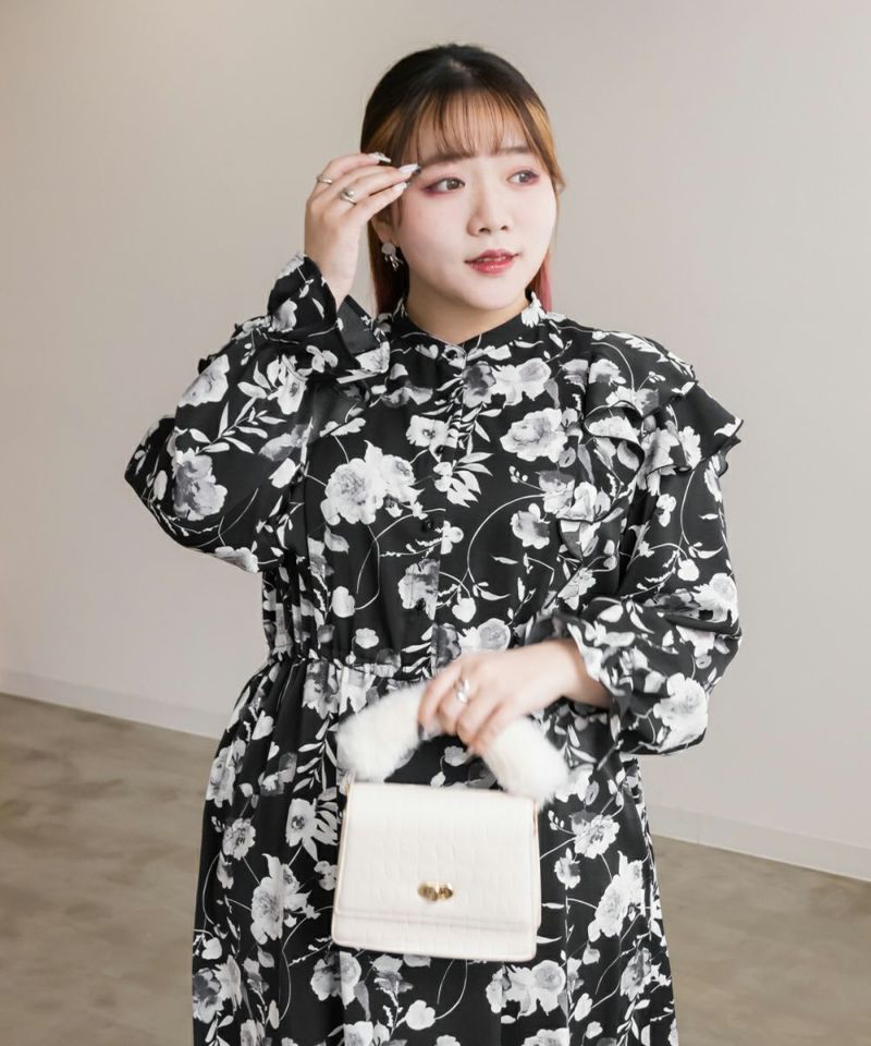 Batcheva 花柄フリルワンピース 楽天市場】花柄フリルドレープワンピース レディース ロング
