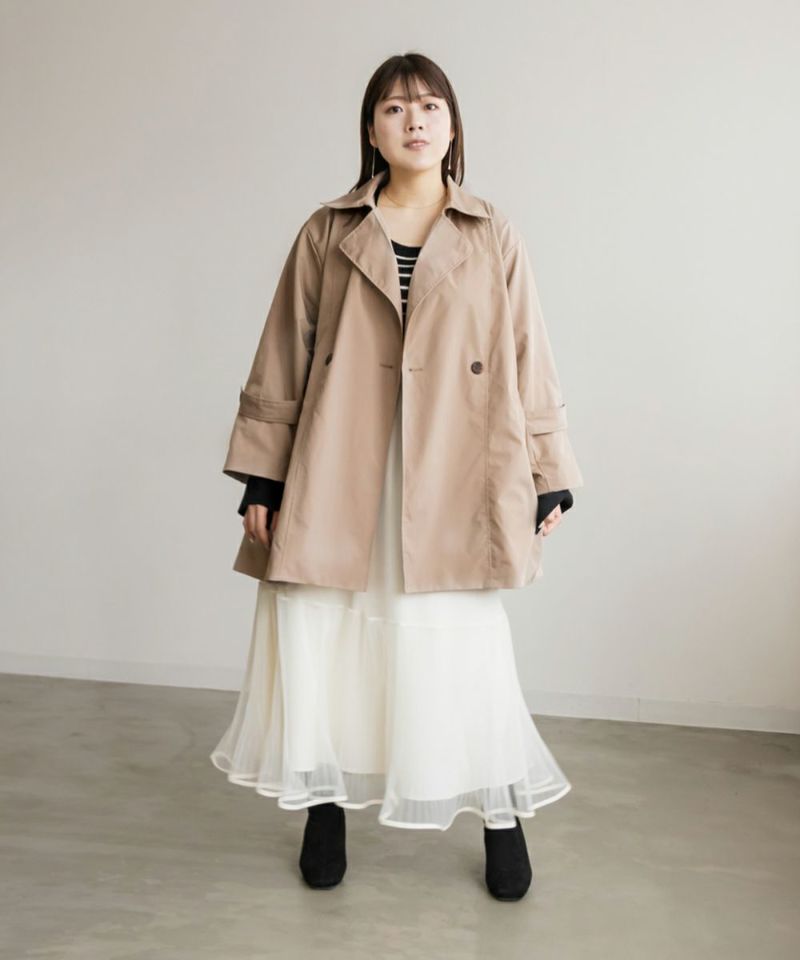 トレンチ風ミドル丈コート | 大きいサイズ レディース専門店 CLETTE