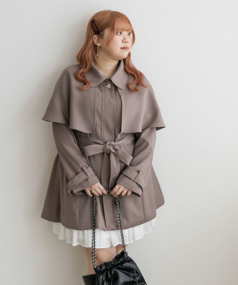 新品未使用 CLETTEオリジナル★ケープカラーミドルトレンチコート 4L CLETTEオリジナル☆ケープカラーミドルトレンチコート | 大きいサイズ