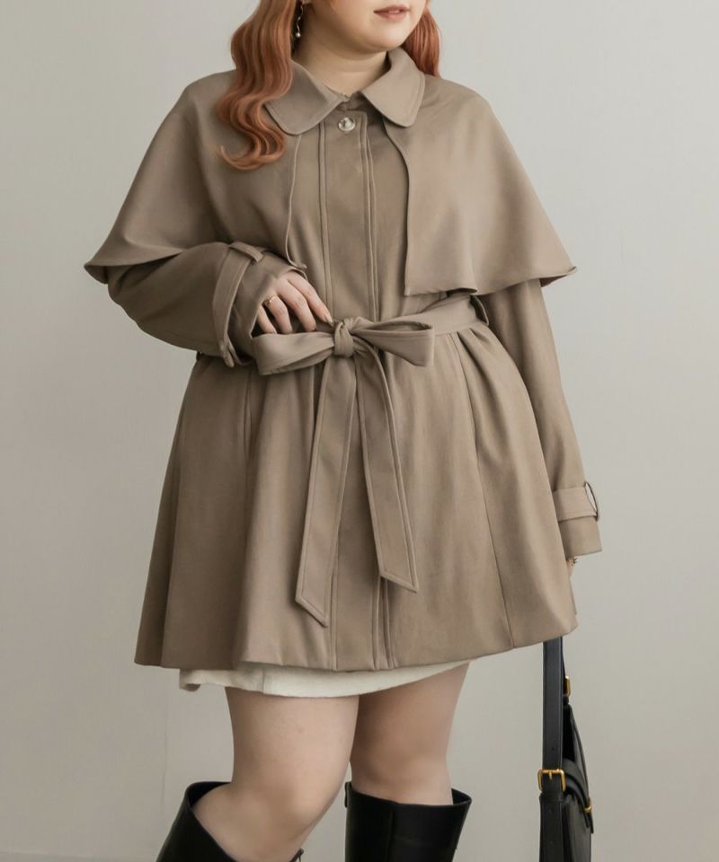 新品未使用 CLETTEオリジナル★ケープカラーミドルトレンチコート 4L CLETTEオリジナル☆ケープカラーミドルトレンチコート | 大きいサイズ