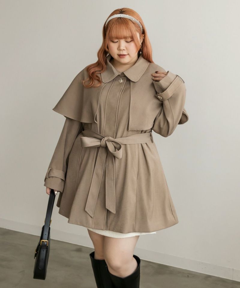 新品未使用 CLETTEオリジナル★ケープカラーミドルトレンチコート 4L CLETTEオリジナル☆ケープカラーミドルトレンチコート | 大きいサイズ