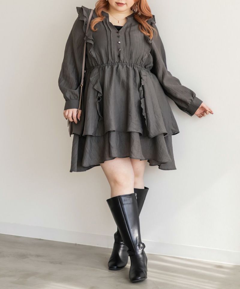 CLETTEオリジナル☆インナー付きフリルティアードチュニック
