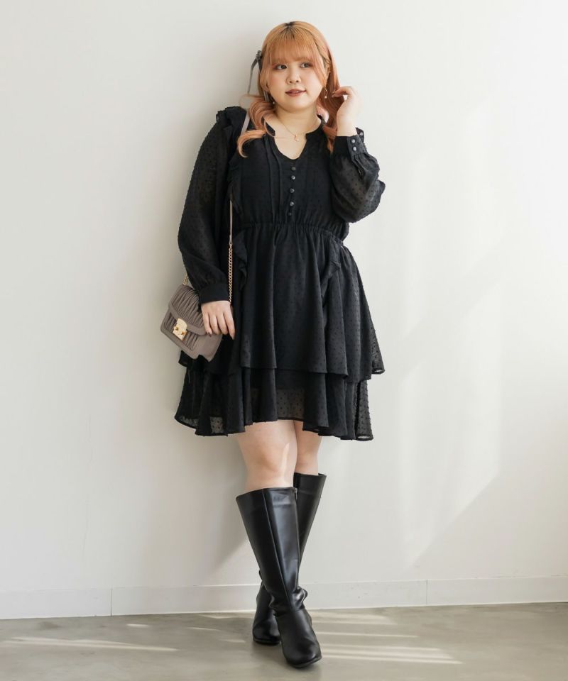 CLETTEオリジナル☆インナー付きフリルティアードチュニック