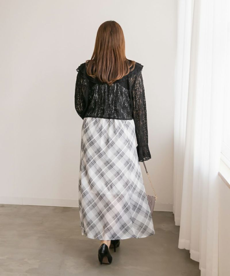 チェック柄シフォンキャミワンピース | 大きいサイズ レディース専門店