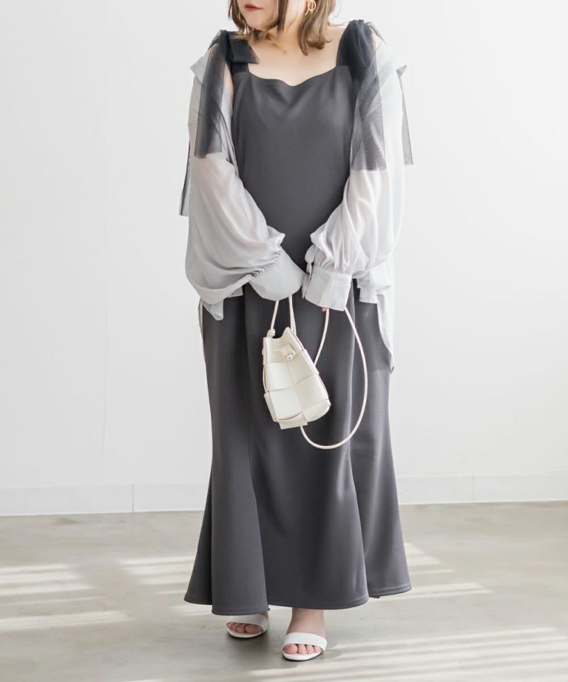 クレット clette 袖オーガンジー リボン ワンピース CLETTE（クレット）の「袖オーガンジーリボンワンピース