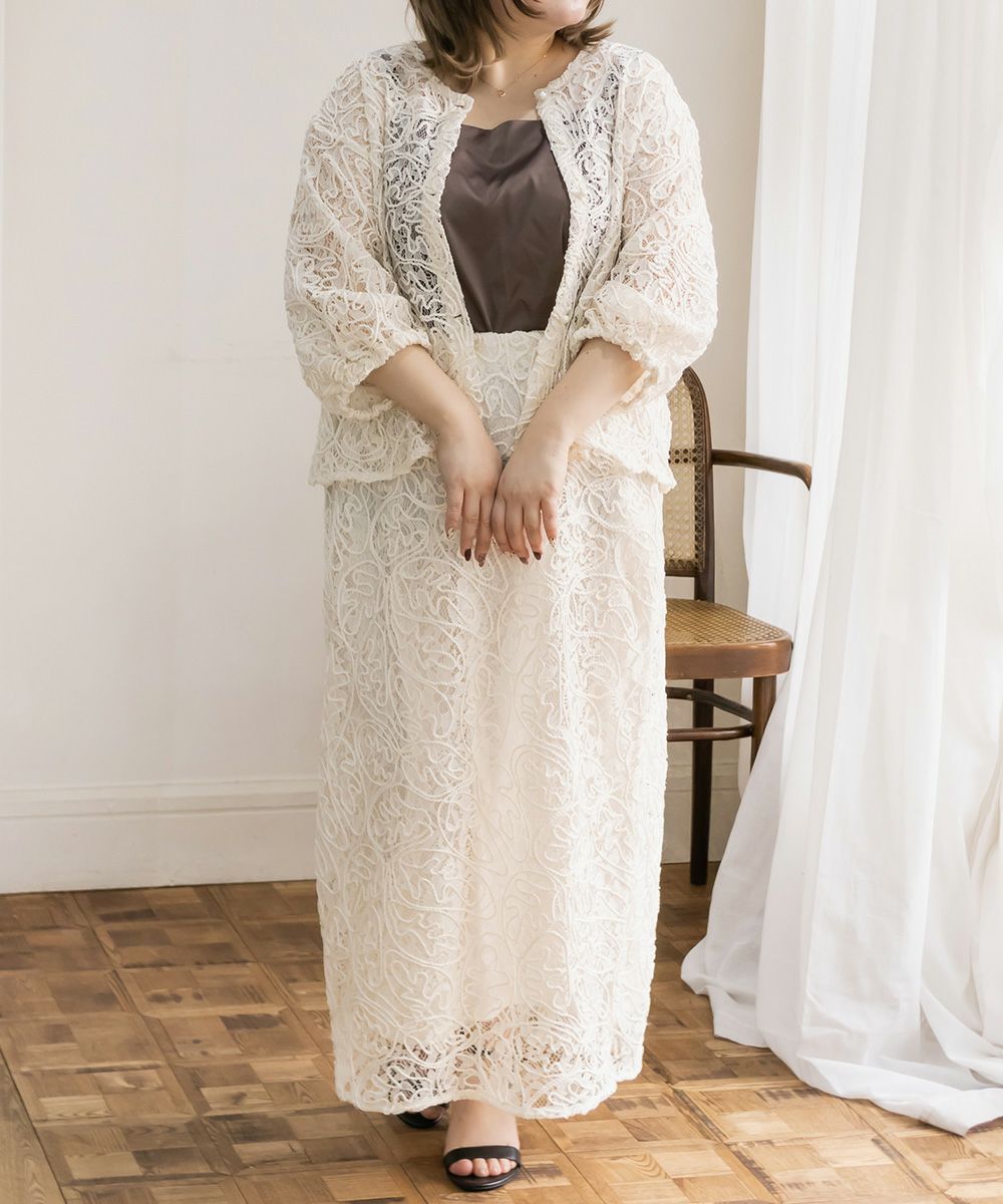 コード刺繍レースナロースカート | 大きいサイズ レディース専門店  