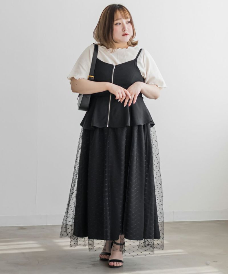 CLETTEオリジナル☆チュール重ねジップキャミワンピース CLETTEオリジナル☆チュール重ねジップキャミワンピース