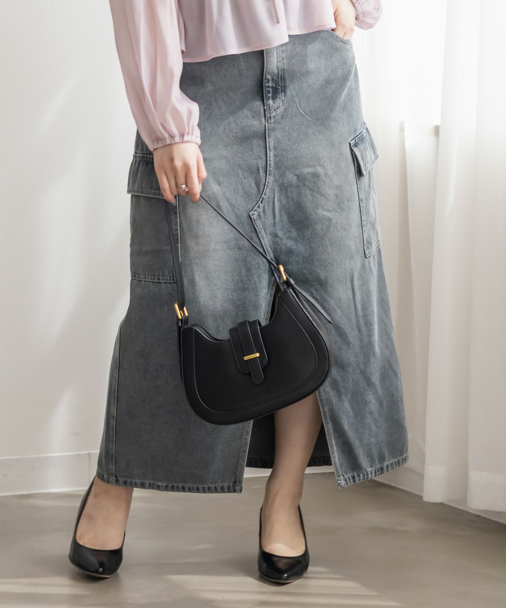 フロントスリットサイドポケットデニムスカート | 大きいサイズ