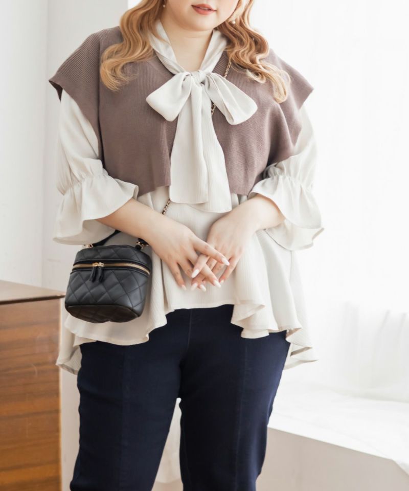 AURATELLE ブラックニットベスト