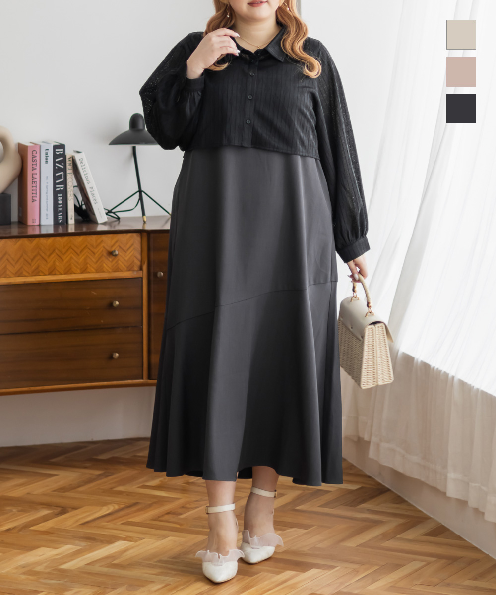 CLETTEオリジナル☆レースシャツセットワンピース | 大きいサイズ  