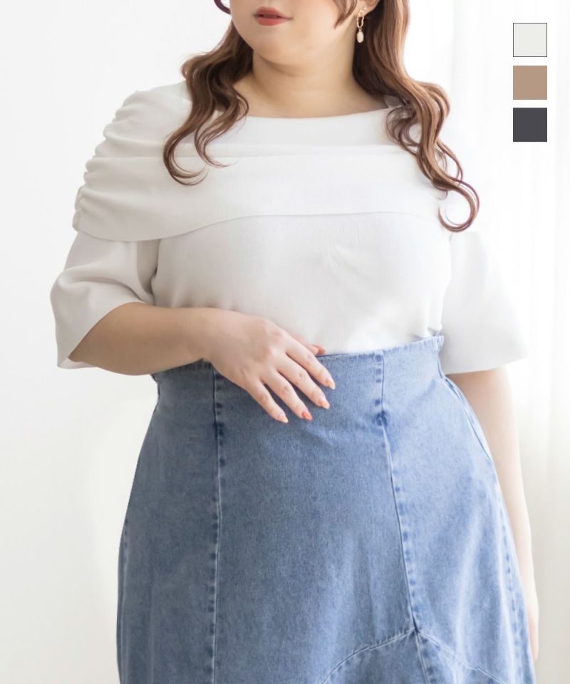 CLETTEオリジナル☆オフショル風リブニット | 大きいサイズ レディース