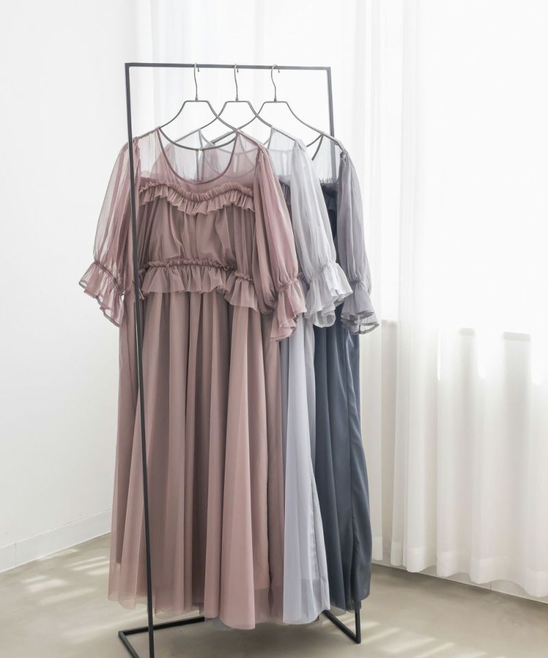 CLETTEオリジナル☆フリルデザインチュールワンピースドレス