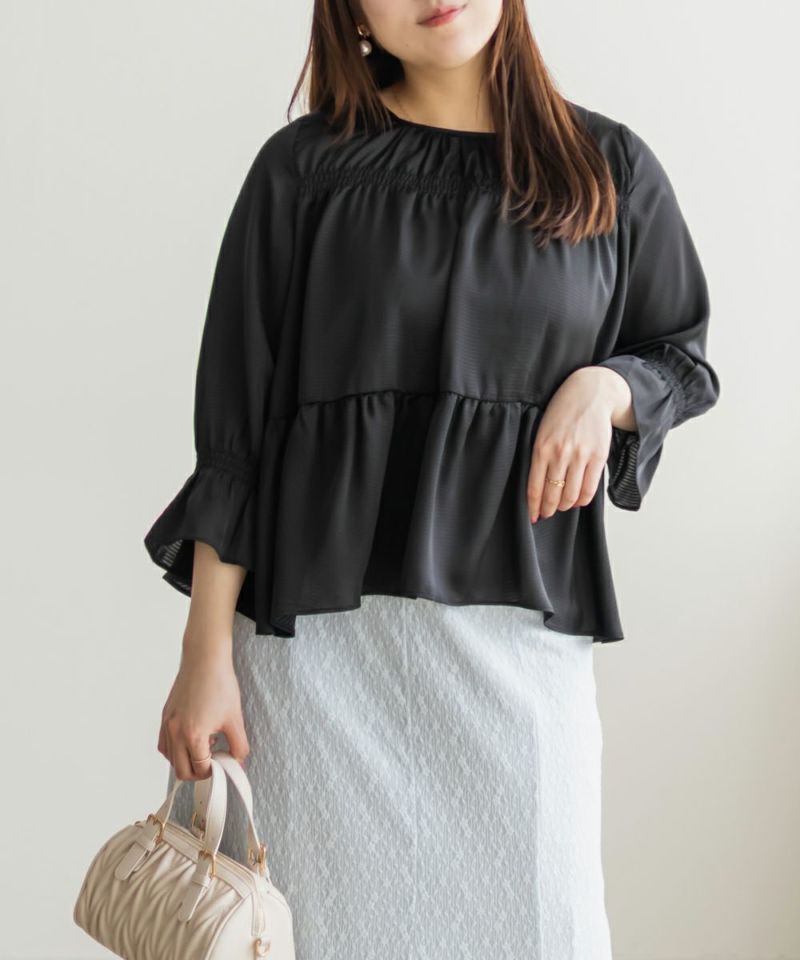 【全3色】シャーリング長袖ブラウス　アイボリー ベージュ ブラック【kara-1212ctop】( lam )(230202) 楽天市場】【BEST ITEM】【全3色】シャーリング長袖ブラウス