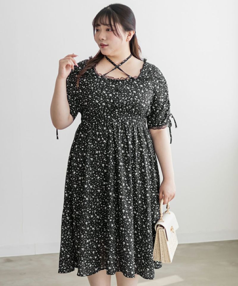 シフォン花柄半袖ワンピース | 大きいサイズ レディース専門店 シフォン花柄半袖ワンピース | 大きいサイズ レディース専門店