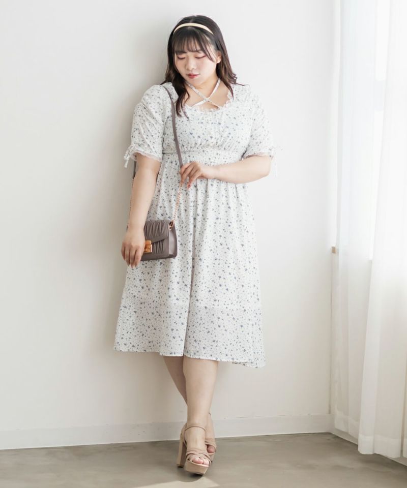 シフォン花柄半袖ワンピース | 大きいサイズ レディース専門店 CLETTE