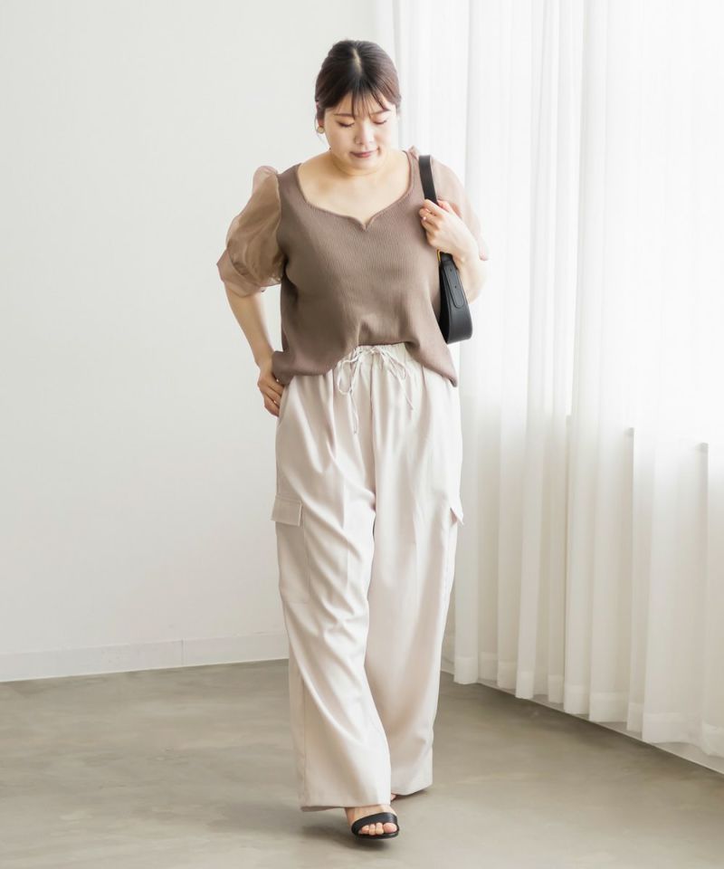 トップス　授乳　ハートネック 大きいサイズ＞きゃしゃ見えハートネックカットソートップス