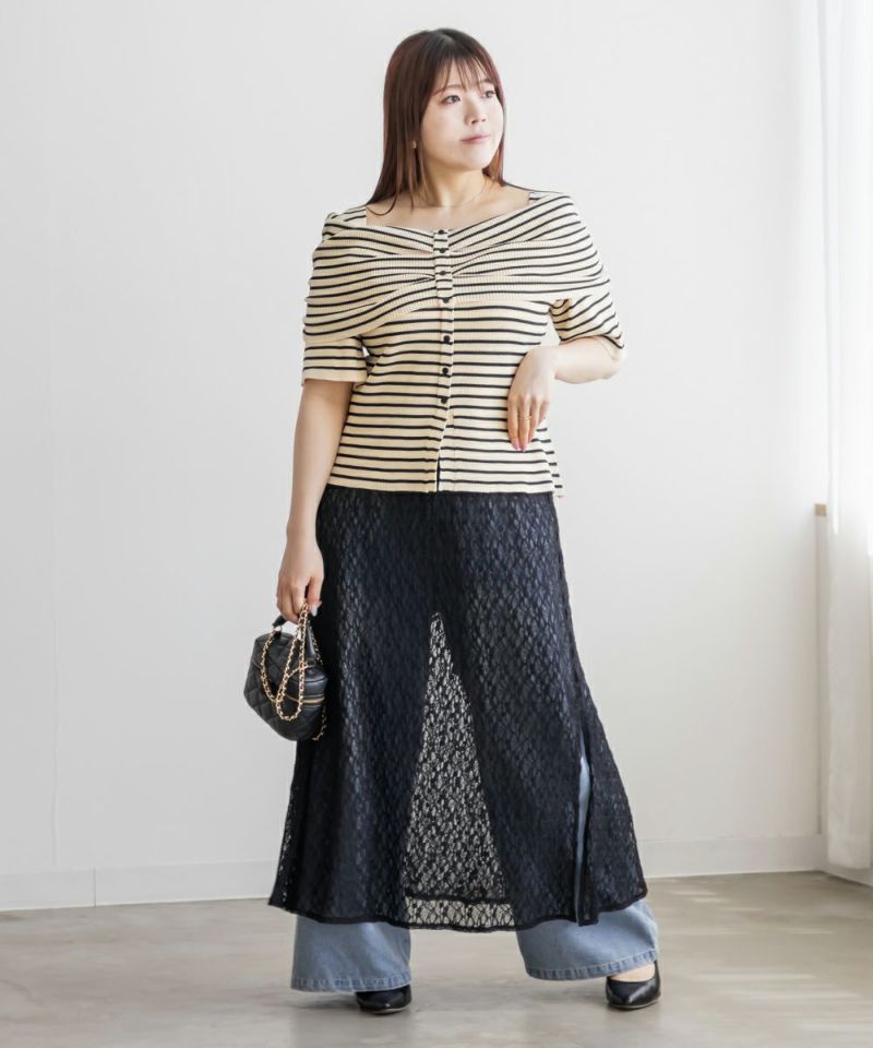 CLETTE ストライプ フロントボタン キャミワンピース CLETTEオリジナルシフォンチェックキャミワンピース | 大きい
