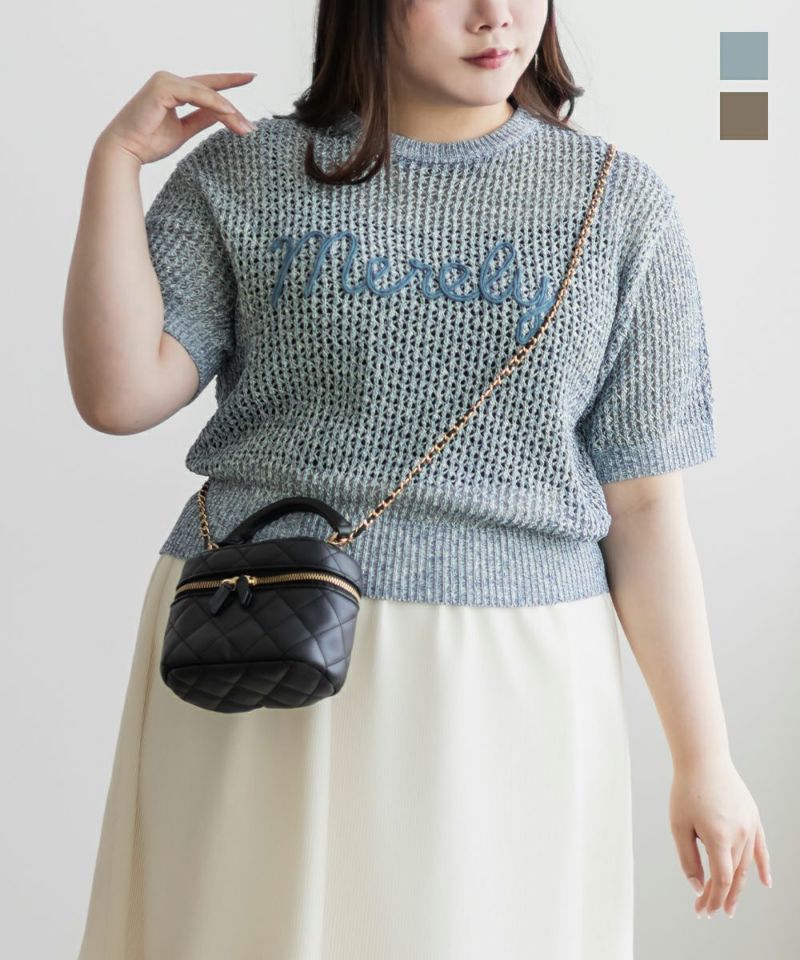 ロゴコード刺繍メッシュニット | 大きいサイズ レディース専門店