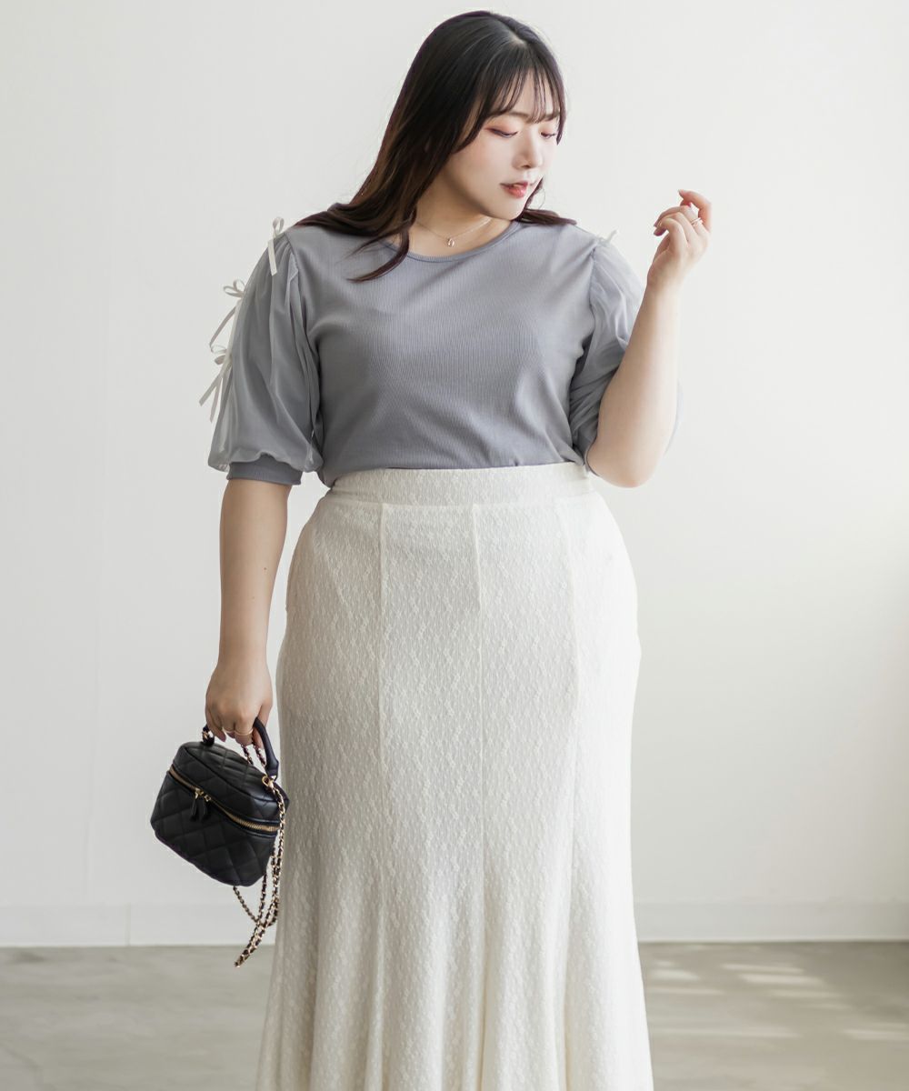 チュール重ねリボンプルオーバー | 大きいサイズ レディース専門店