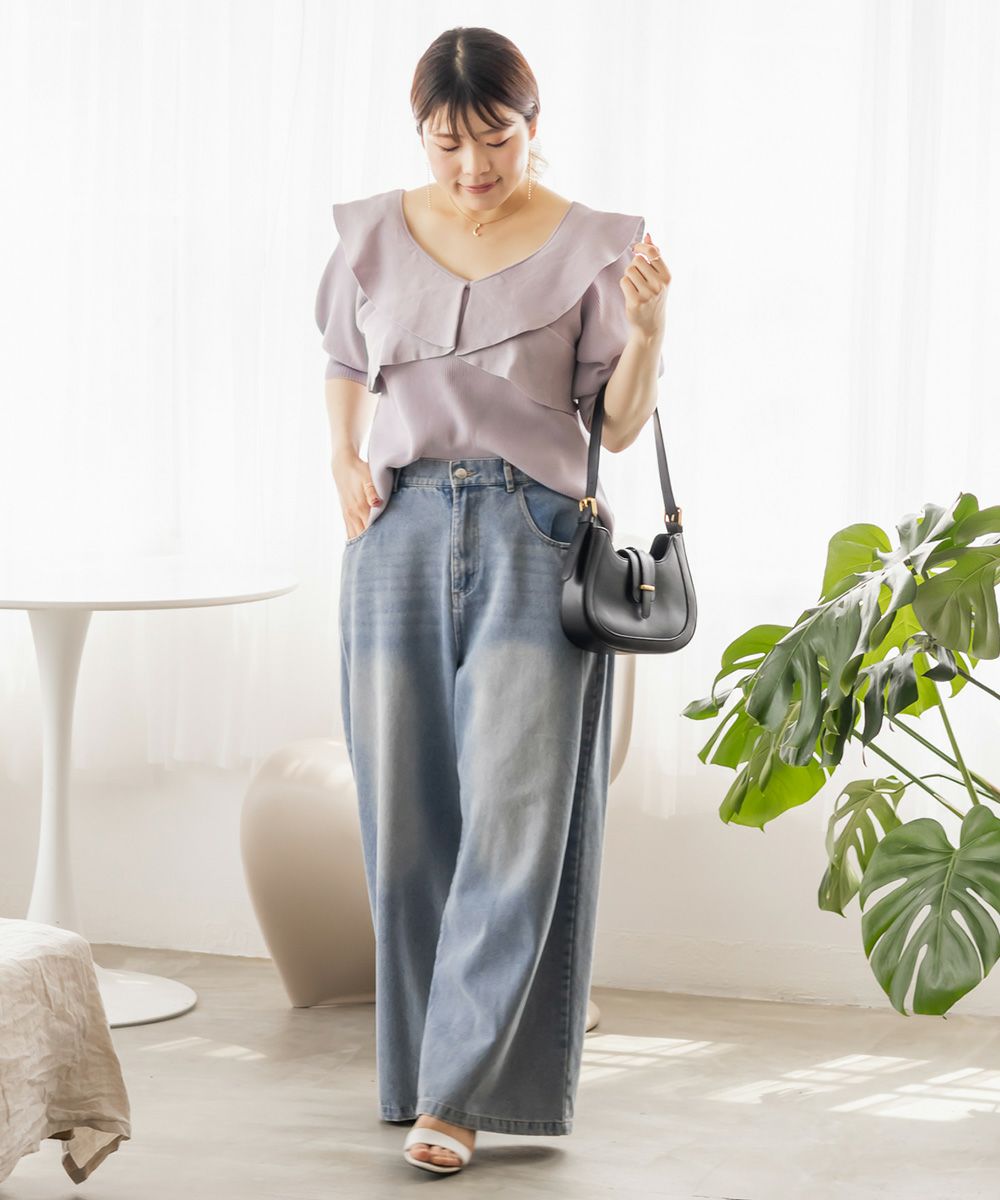 CLETTEオリジナル☆前後2WAYフリルニット | 大きいサイズ レディース