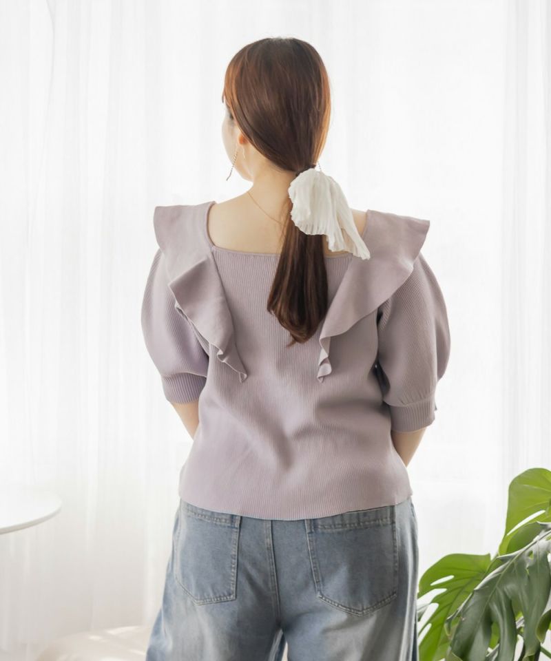 ohga ドッキングフリルニット グレー ohga ドッキングフリルニット