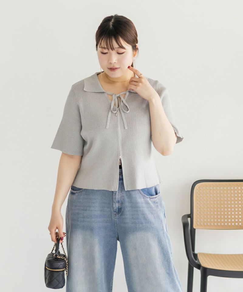 新品タグ付き【René ルネ】綿混ウォッシャブル襟付きダブルジップボレロ36 René - ルネ 6146040 ワンピース フロントジップ ステッチ 36