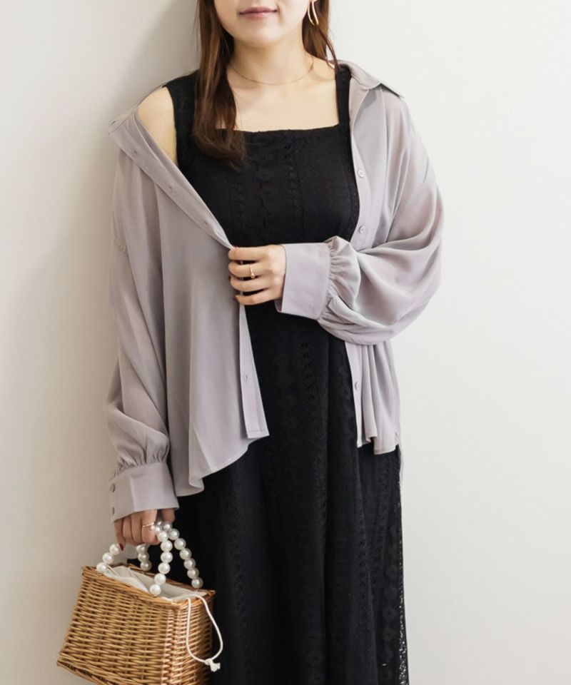 極美品✨ルネ ノースリーブ ワンピース リボン 薄手 グレー CLETTEオリジナル☆かぎ針編みノースリーブワンピース | 大きい